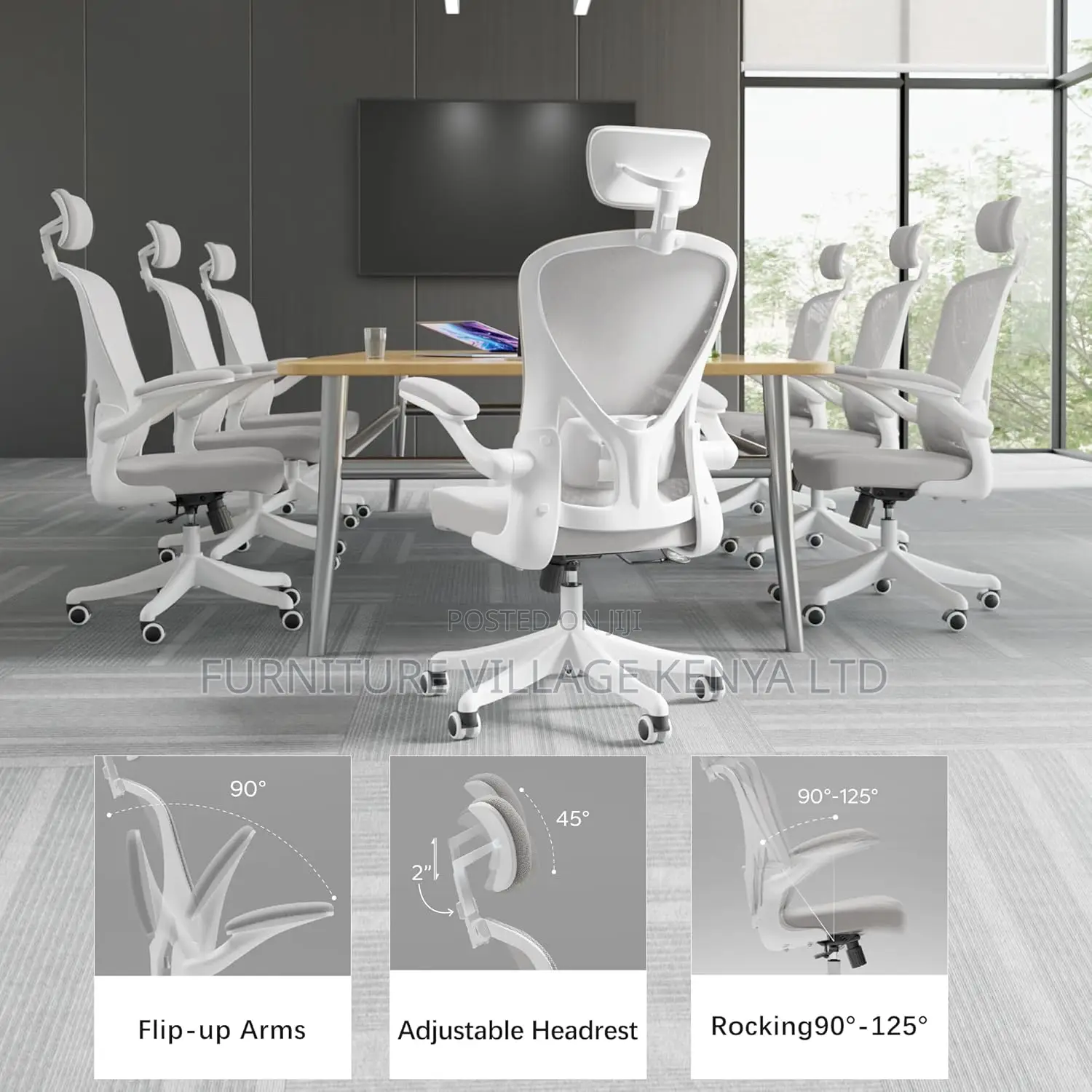 High Back Office Chair With Flip-Armrest
