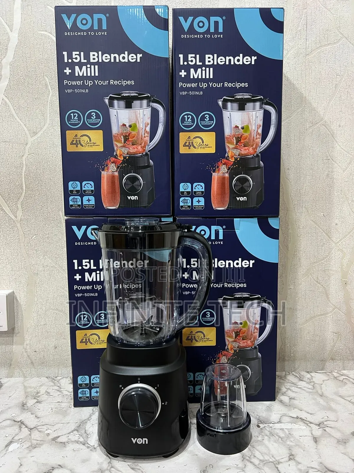 Von 1.5ltrs Speed Blender + Mill 500watts