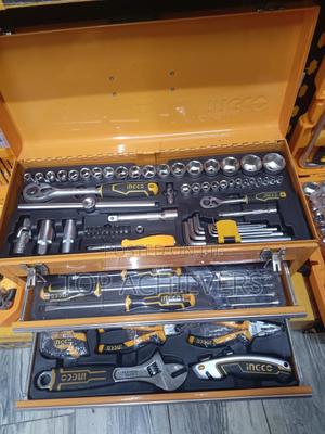 Ingco Metal Tool Box Set With 97pcs Hand Tools S - thumbnail 2