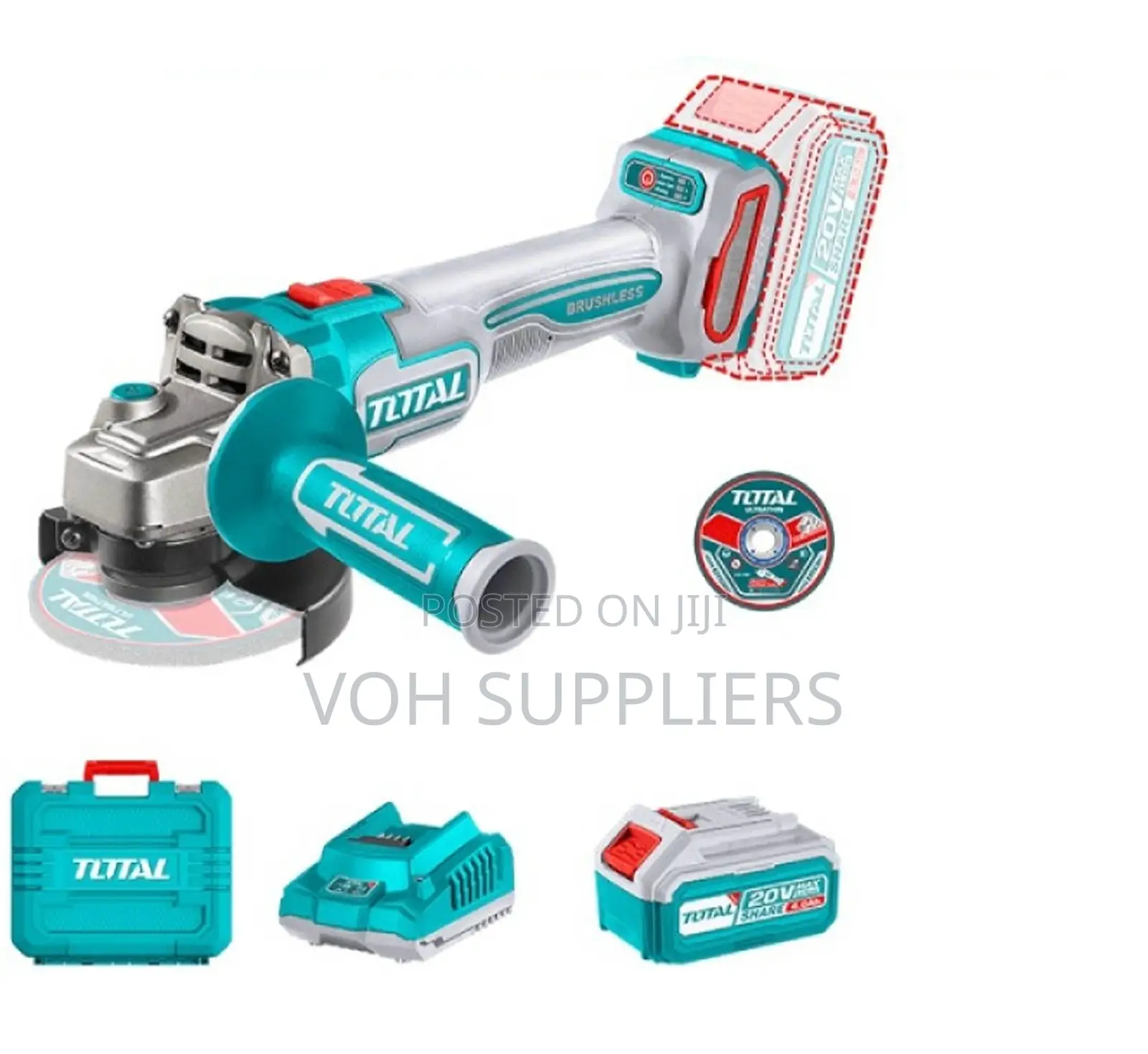 Total TAGLI211541 Cordless Angle Grinder 20V