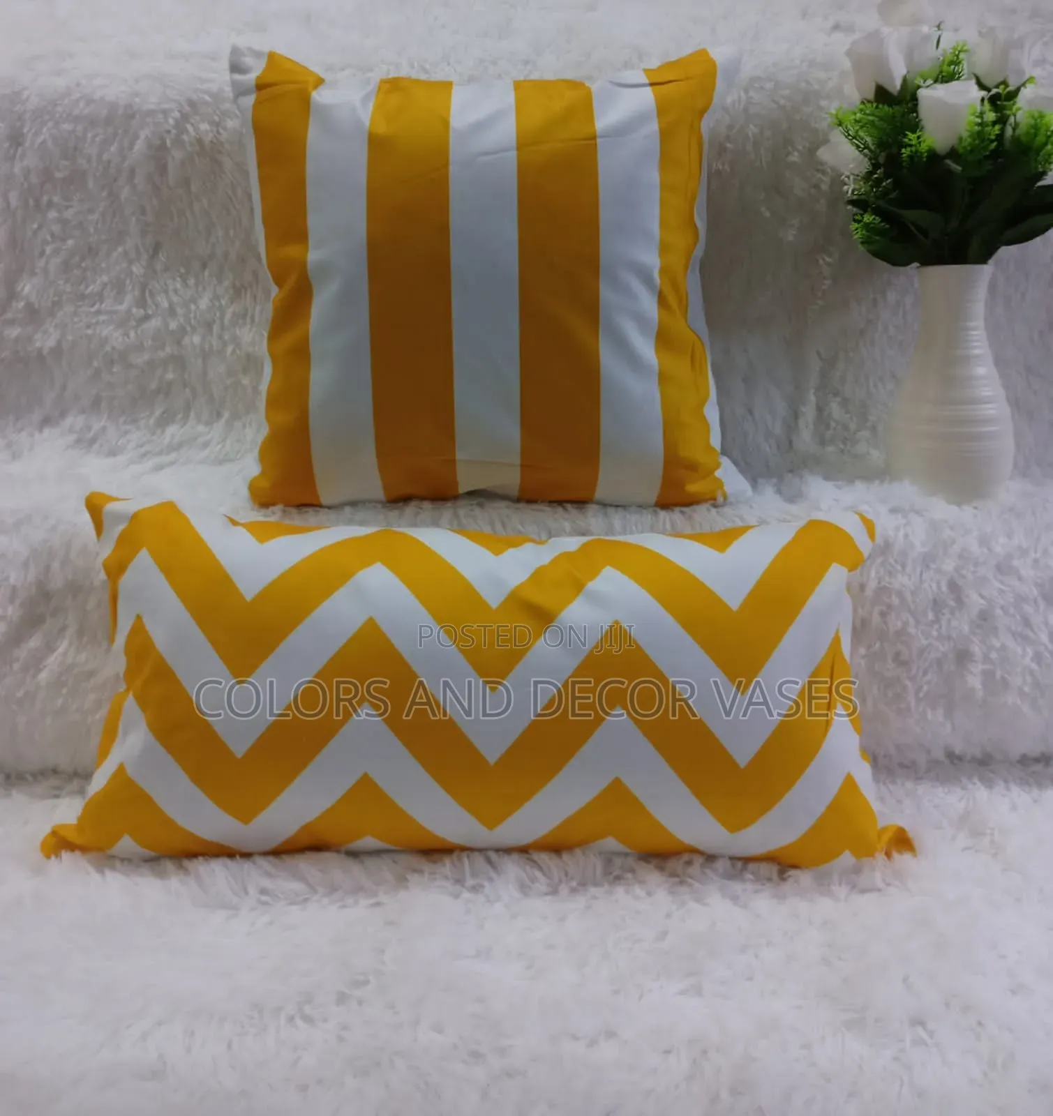 Yellow Stripped Pillow Covers