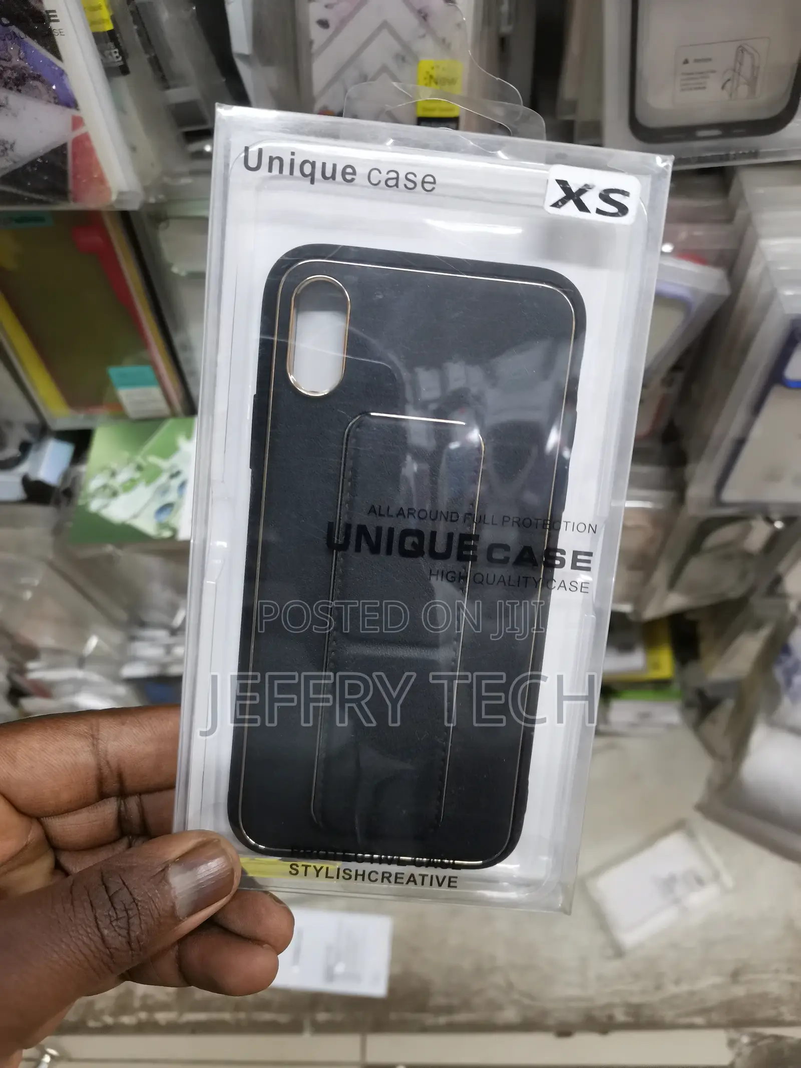 Black iPhone XS Leather Wrist Strap Case