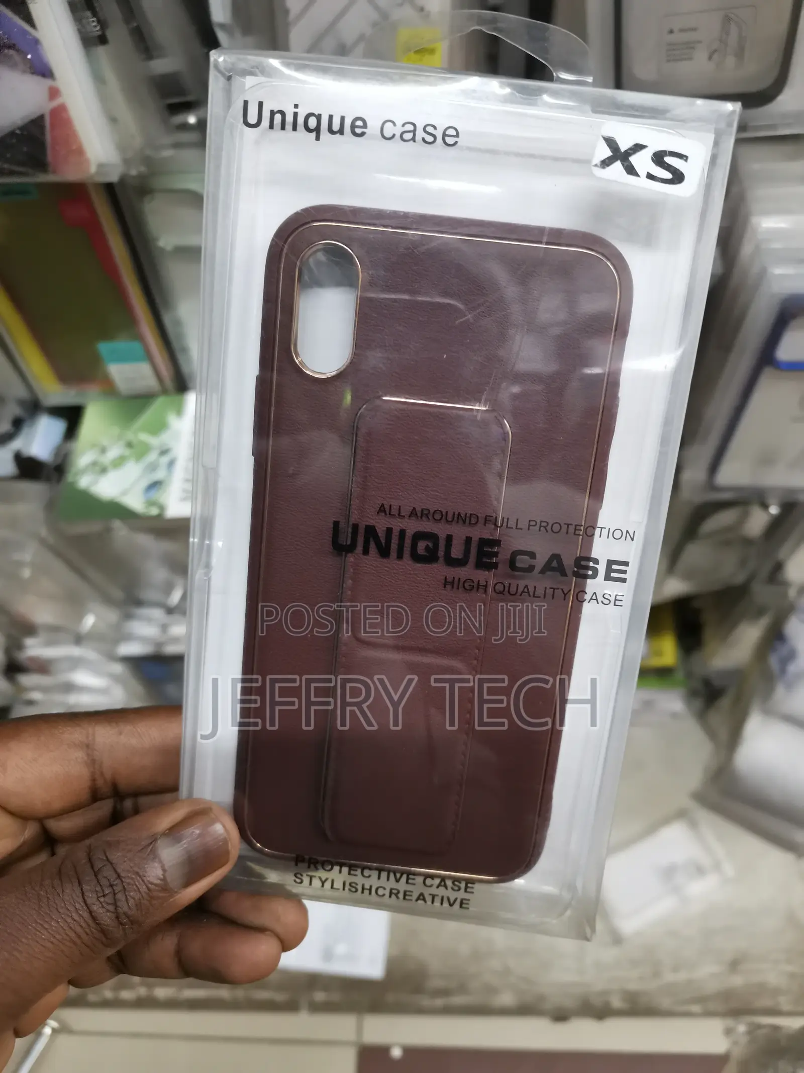 Maroon iPhone XS Leather Wrist Strap Case With Stand