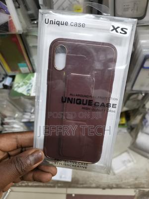 Maroon iPhone XS Leather Wrist Strap Case With Stand - thumbnail 2