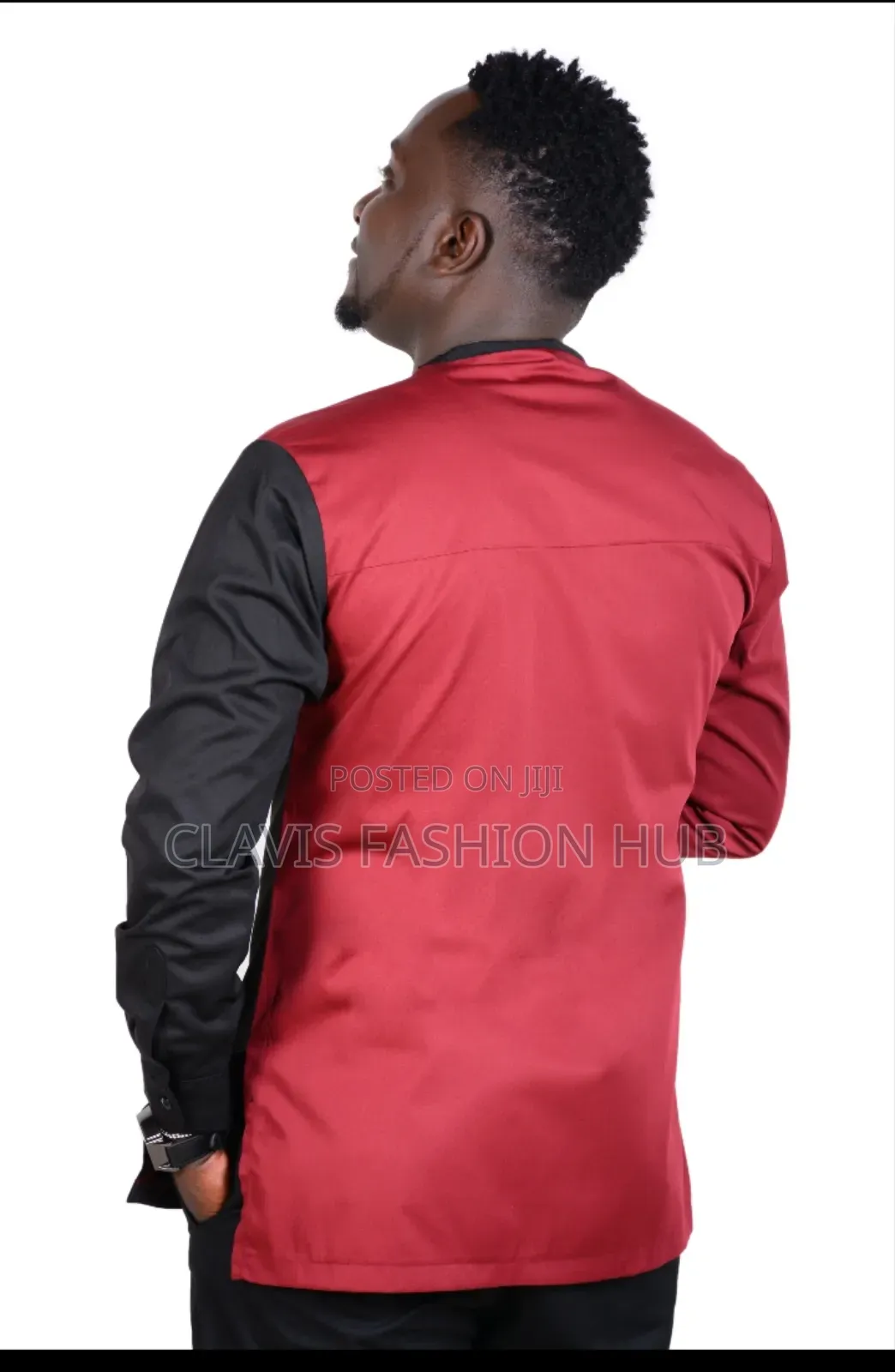 Men African Suit Maroon Shirt and Black Trouser