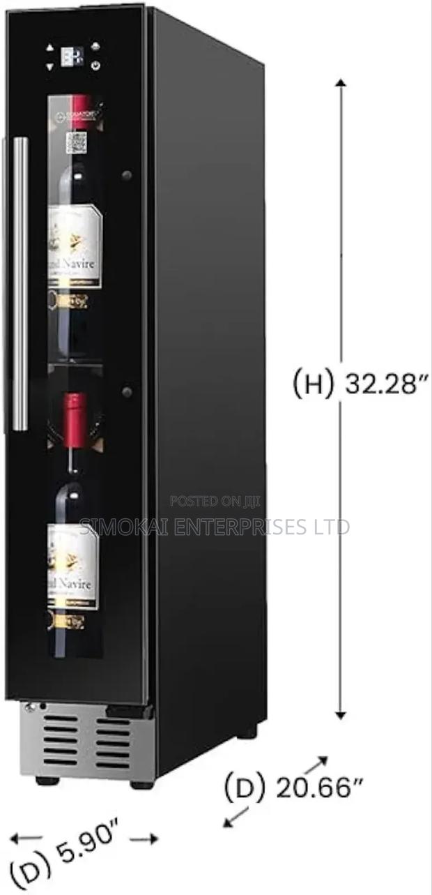 Free Standing Super-Slim 9 Bottle Wine Chiller in Black - main view