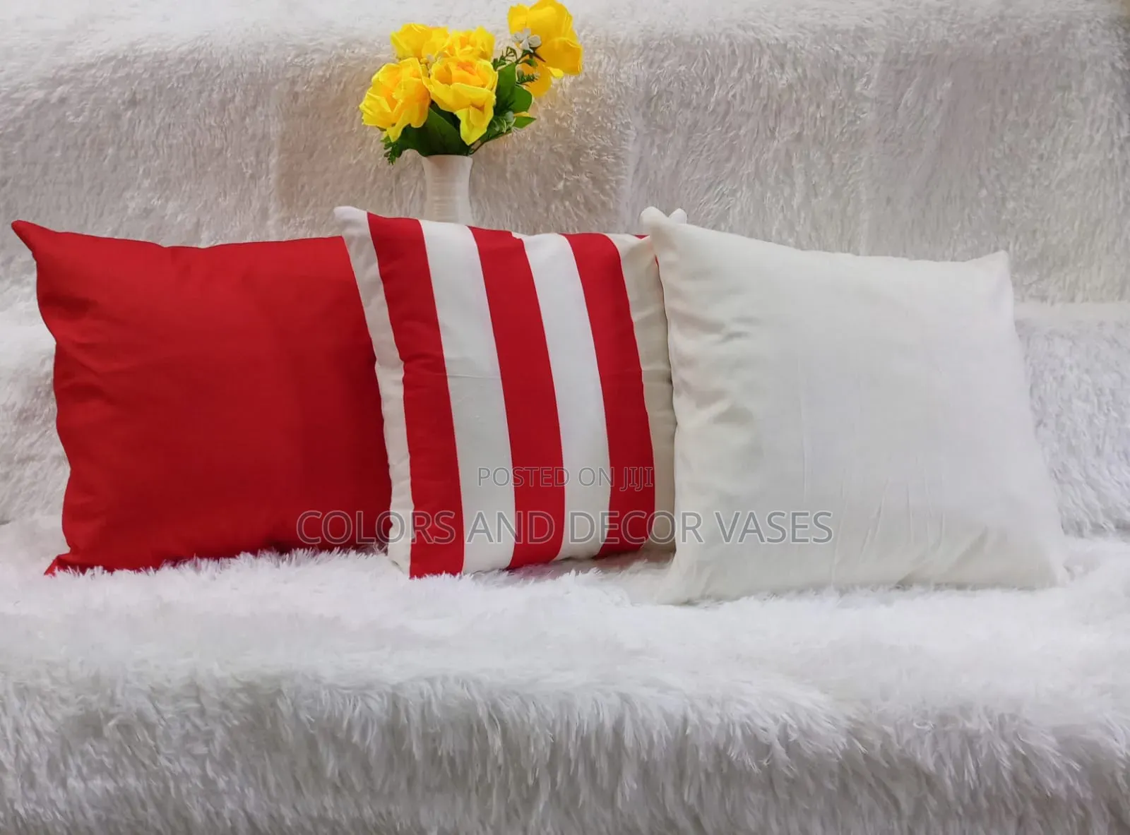 Brighten Your Siting Area With Red and White Pillows