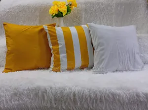 Yellow and White Throw Pillows