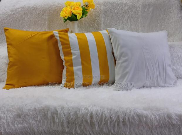 Yellow and White Throw Pillows - main view