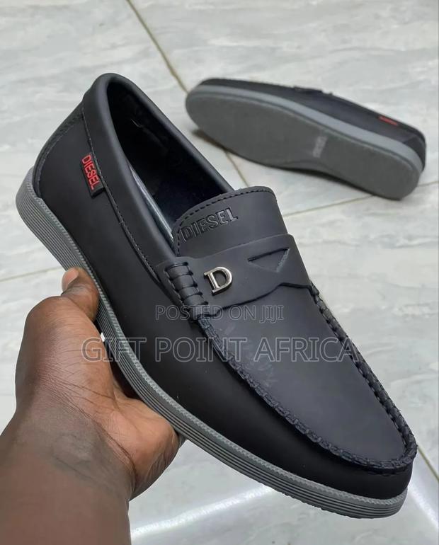 Black Diesel Loafers Shoes for Men