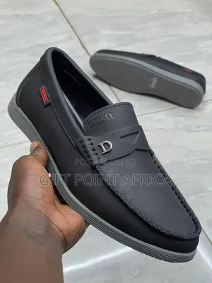 Black Diesel Loafers Shoes for Men