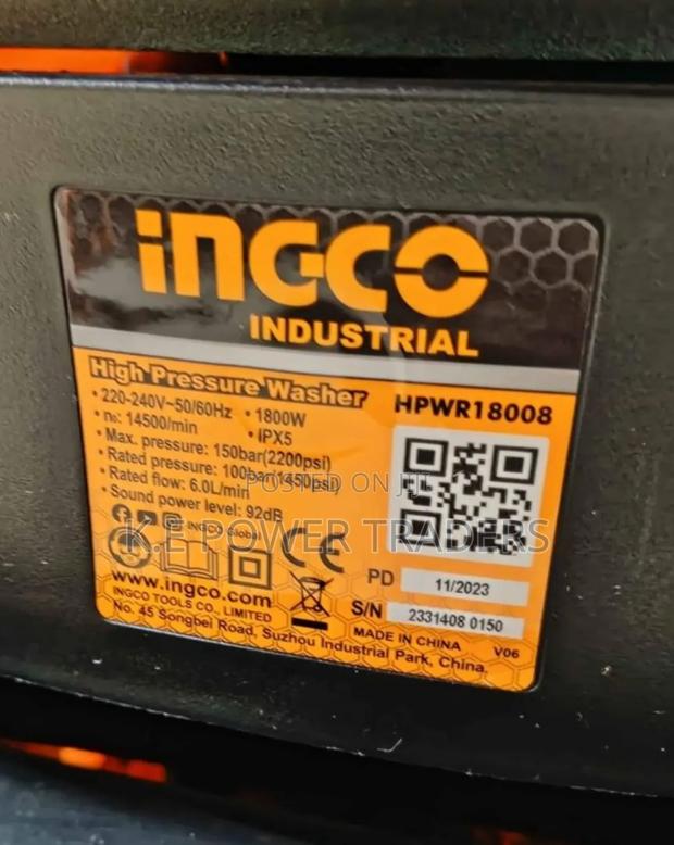 Ingco HPWR18008 High Pressure Washer 1800W - thumbnail 2
