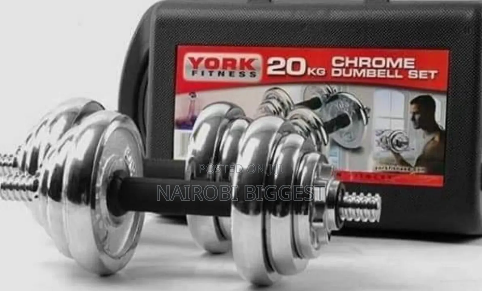 Chrome/ York 20kgs Adjustable Dumbells
