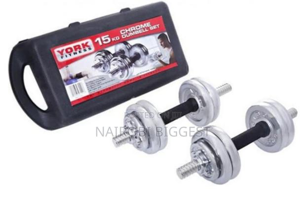 Chrome 15kgs Dumbells With Case - main view