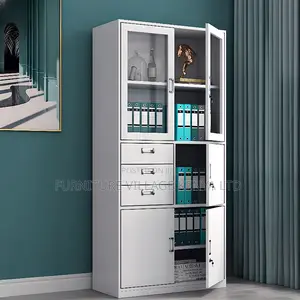 Half-Glass Steel Office Storage Cabinet With Safe