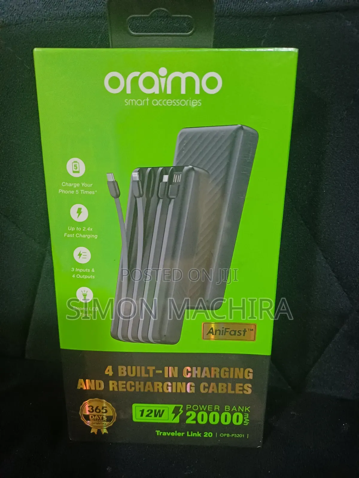 High Capacity Oraimo Powerbank 20000mah With Torch
