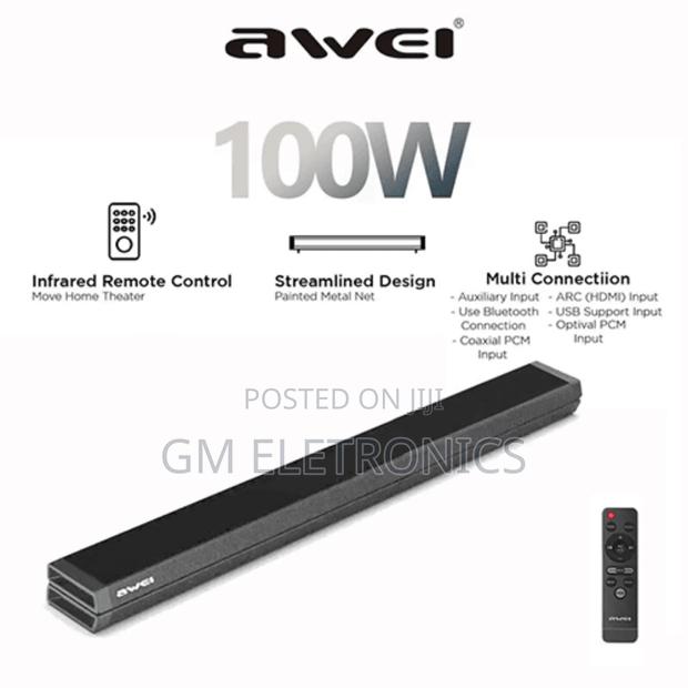 100W Awei Y990 TV Soundbar With Remote Control.(Black)