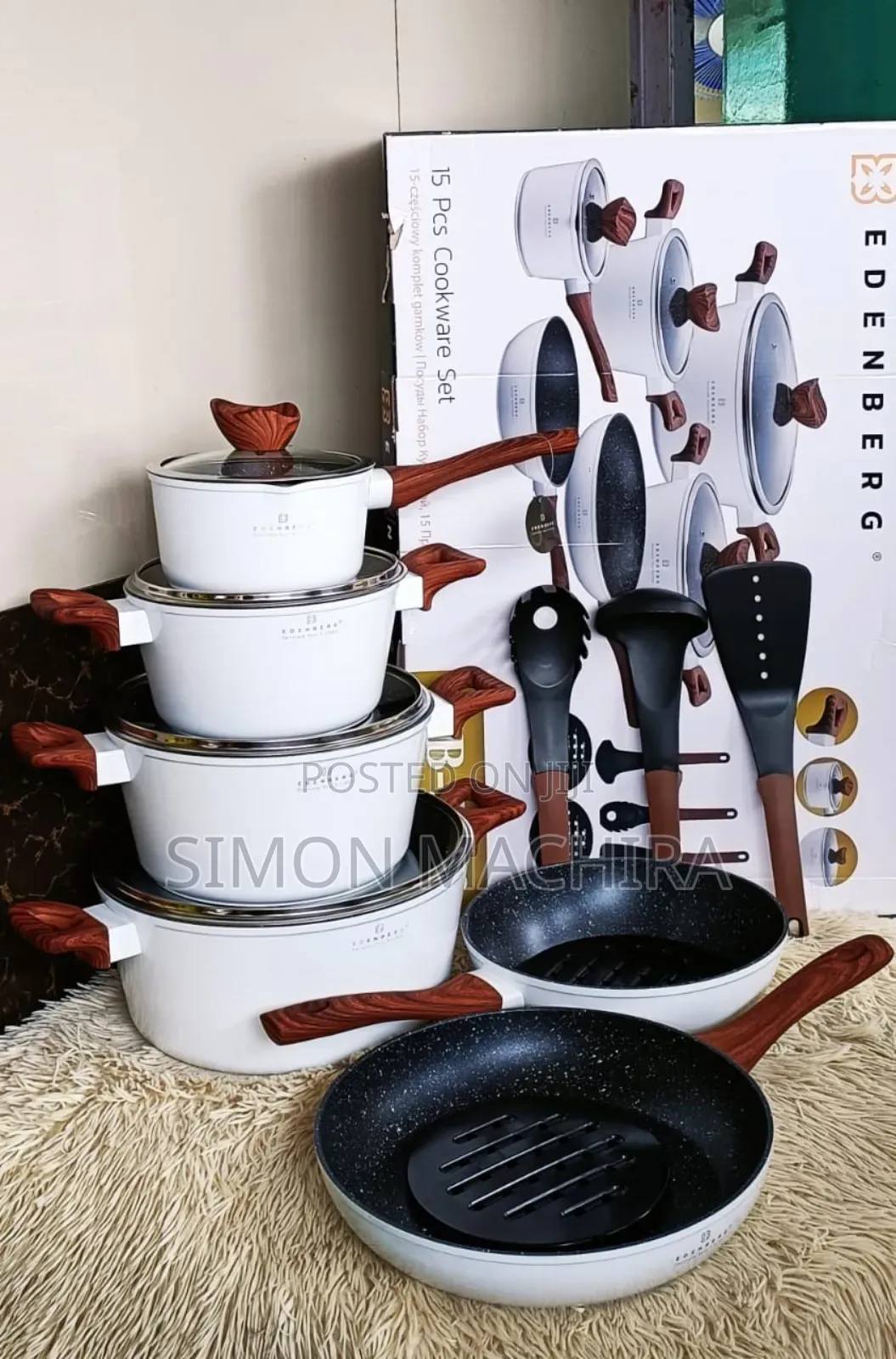 Edenberg 15pc White Cookware. White Edenberg 15pcs