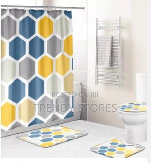 Blue And Yellow 4 In 1 Shower Curtain Set - thumbnail 2