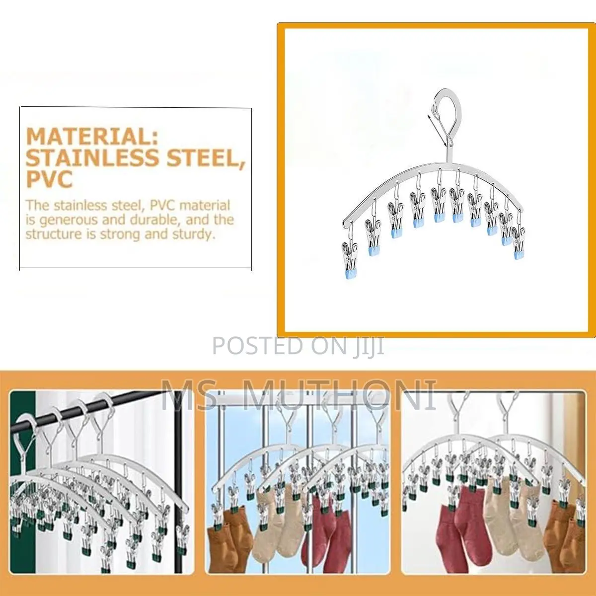 10pegs Stainless Steel Clothes Drying Hanger*