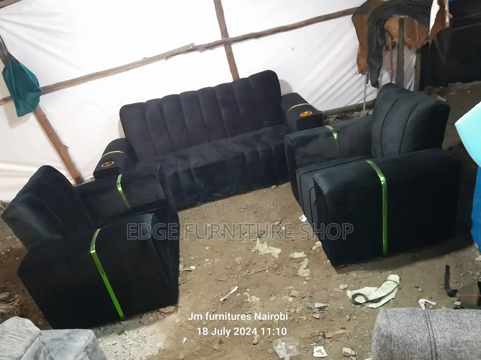 Black Five Seater Sofa Set