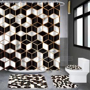 Black and White 4 in 1 Shower Curtain Set - thumbnail 2