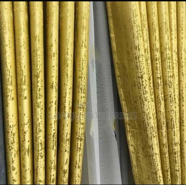 3 Pc Yellow With Golden Patches Curtain