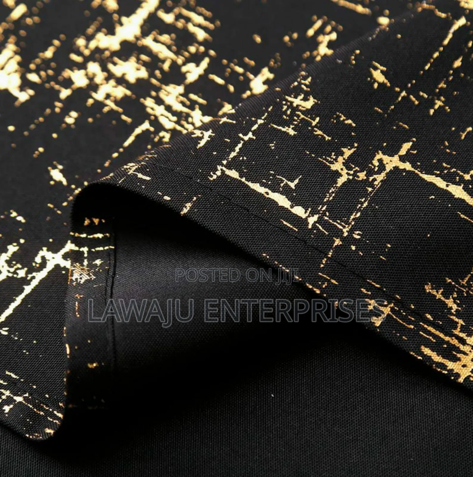 3 Pc Black With Golden Patches Curtain