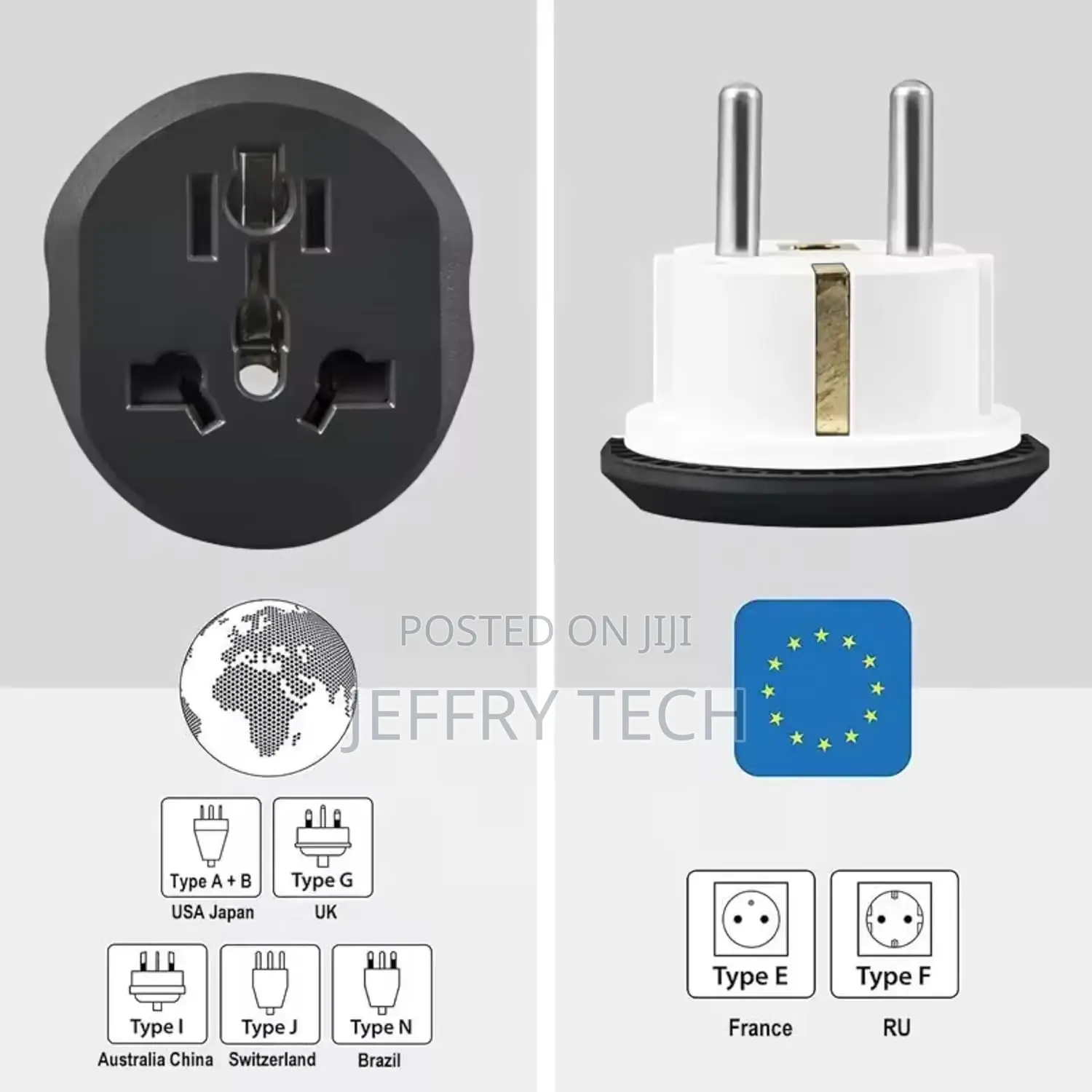 Travel Plug Adapter Converter, White and Black