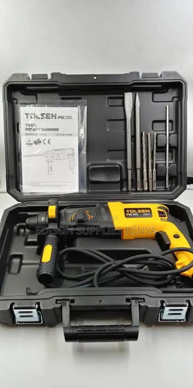 Tolsen Rotary Hammer Drill 800 Watts + Chisel SDS Drill Bits - thumbnail 2