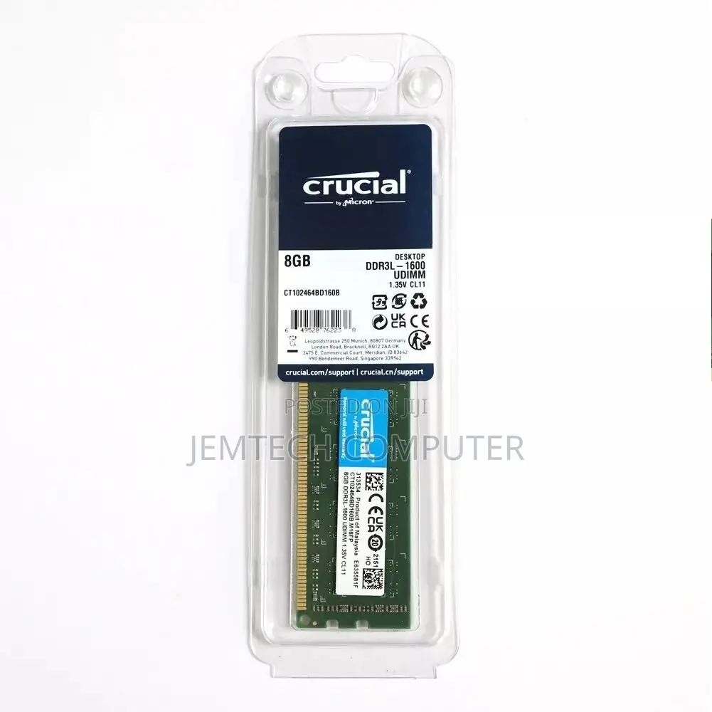 Crucial Desktop Ram Ddr3l 8gb 1600^Crucial Desktop Ram Ddr3l