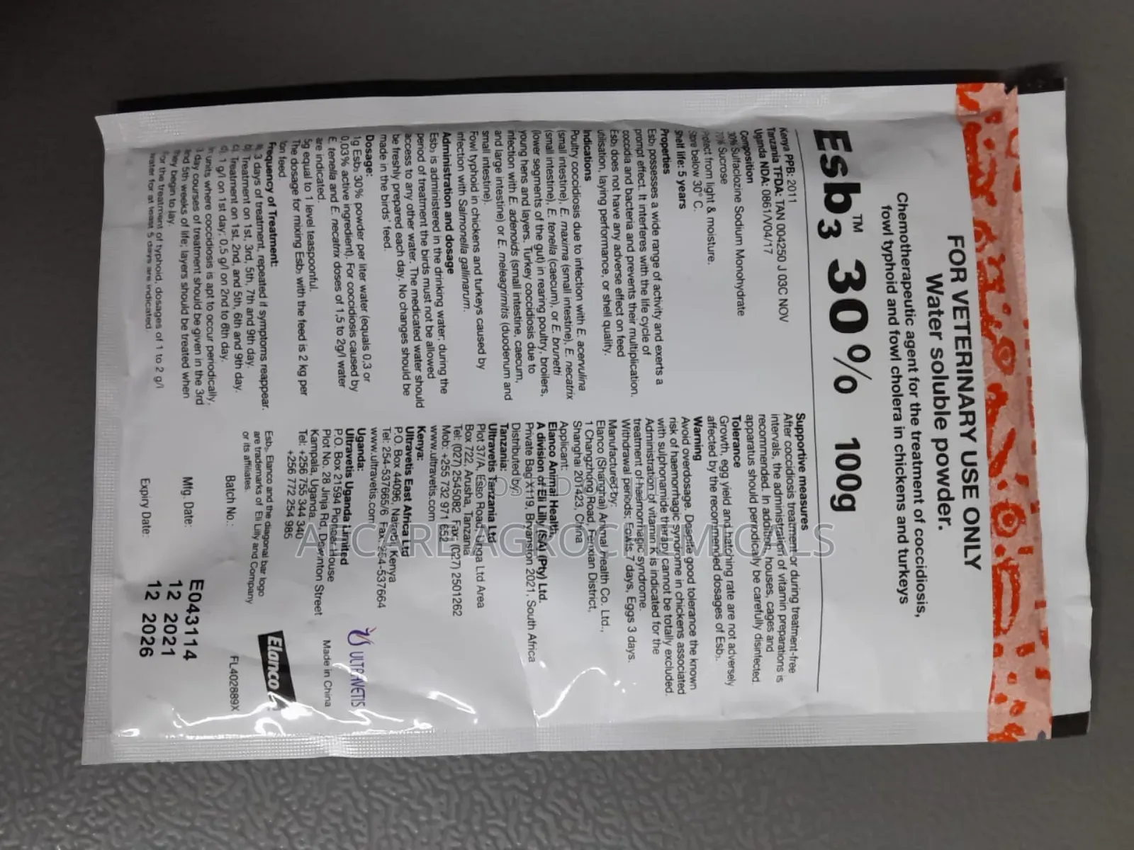 ESB3 Poultry Antibiotics 100g (For Veterinary Use Only )
