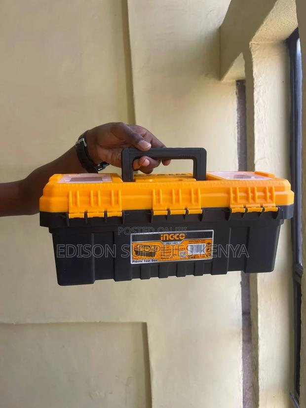 Ingco 14" Plastic Tool Box 14 Inch Toolbox With Tray & Lids - thumbnail 3
