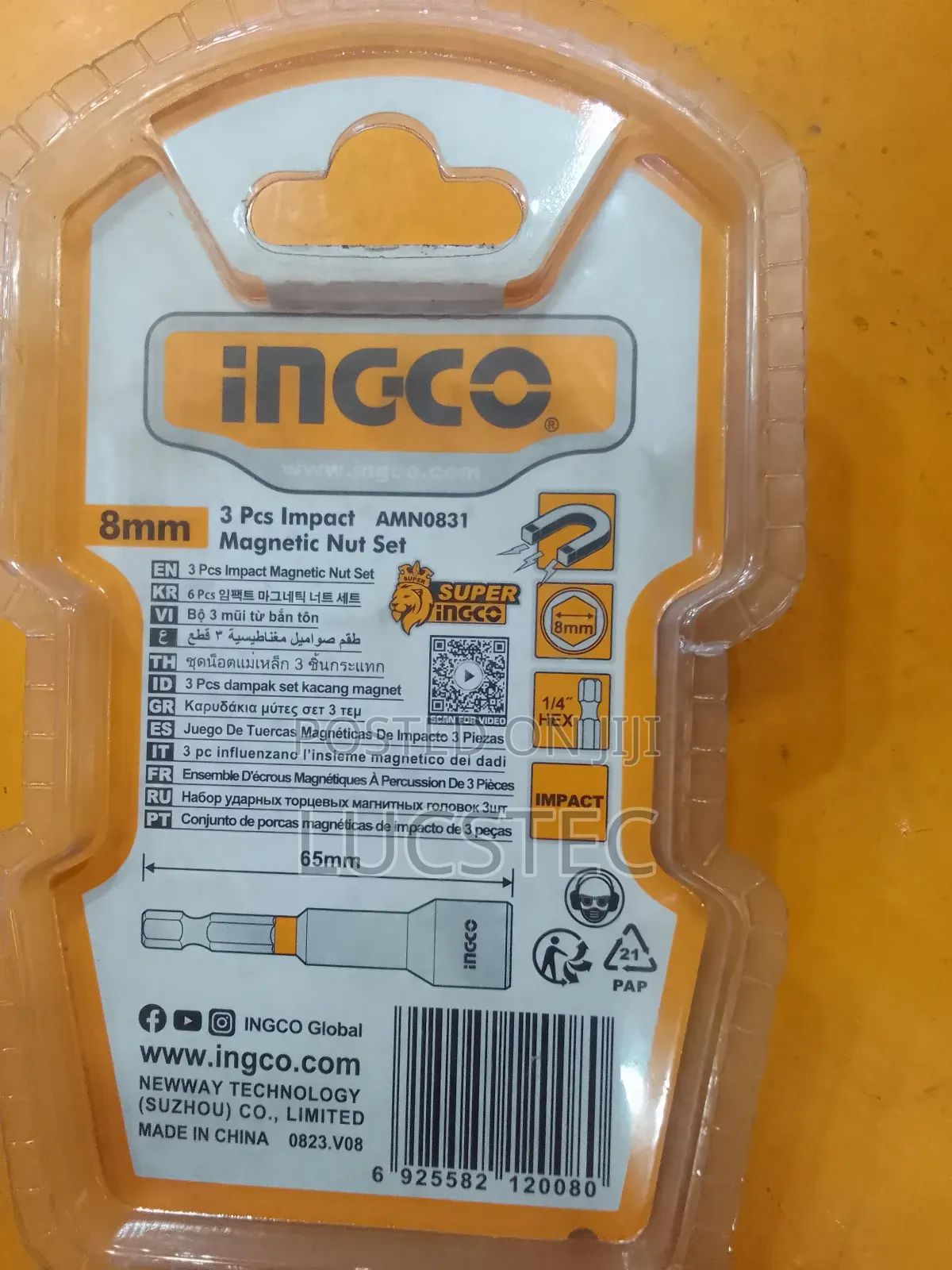 Ingco AMN0831 3pcs Impact Magnetic Nut Set 8mm