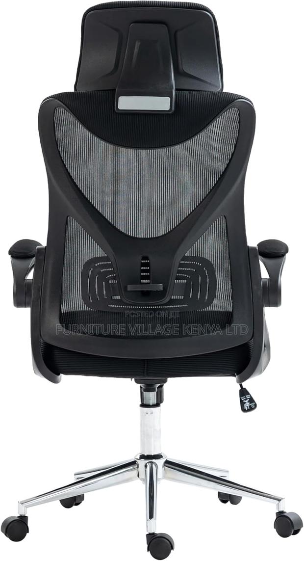 Executive Seat, Durable Chrome Base Office Chair, Black - thumbnail 4