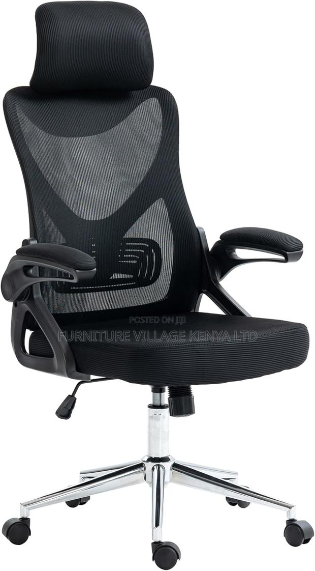 Executive Seat, Durable Chrome Base Office Chair, Black - thumbnail 7