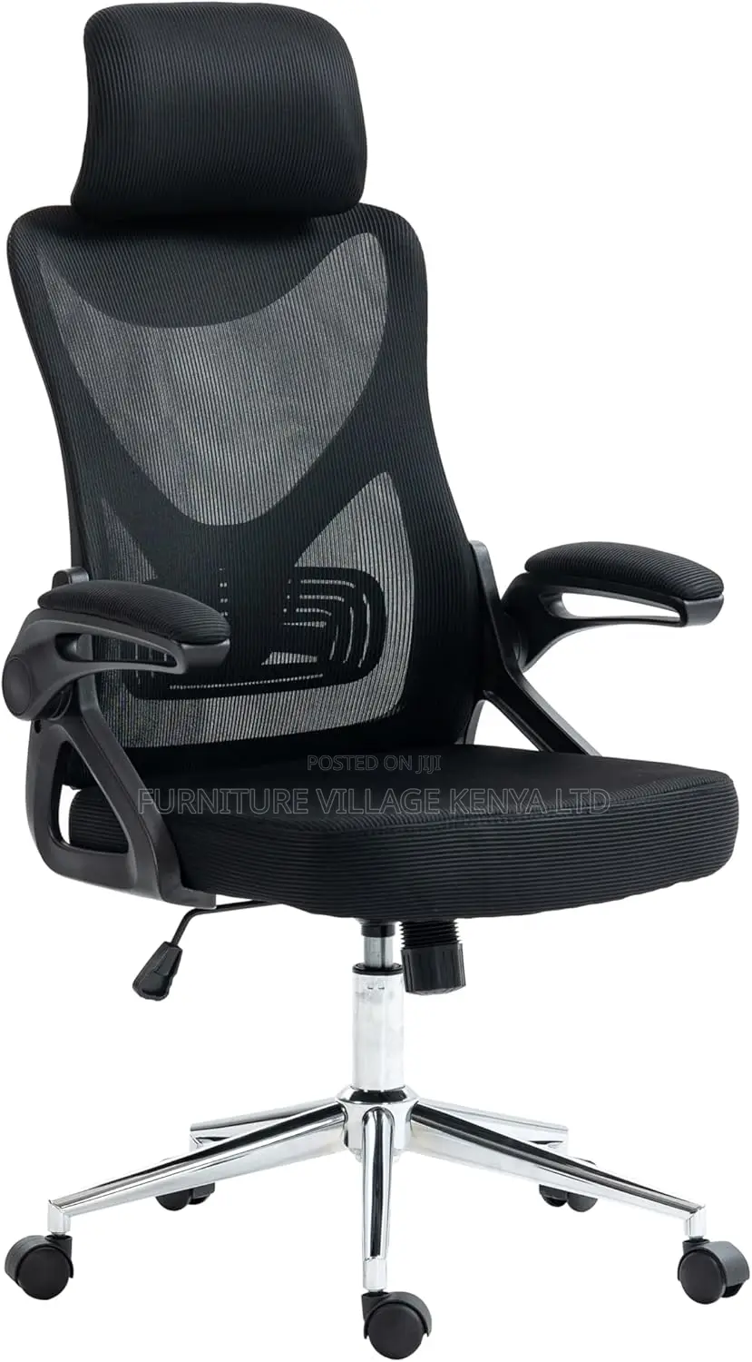Executive Seat, Durable Chrome Base Office Chair, Black