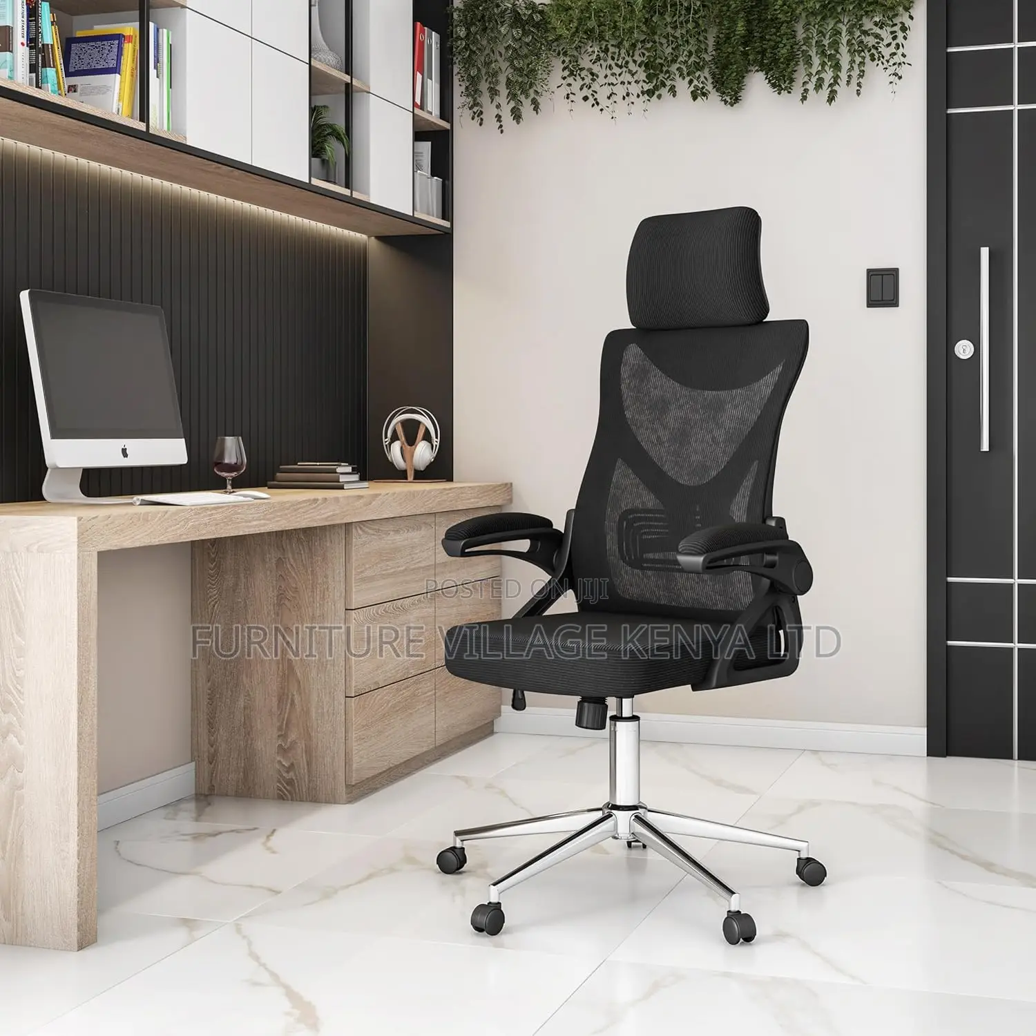 Executive Seat, Durable Chrome Base Office Chair, Black