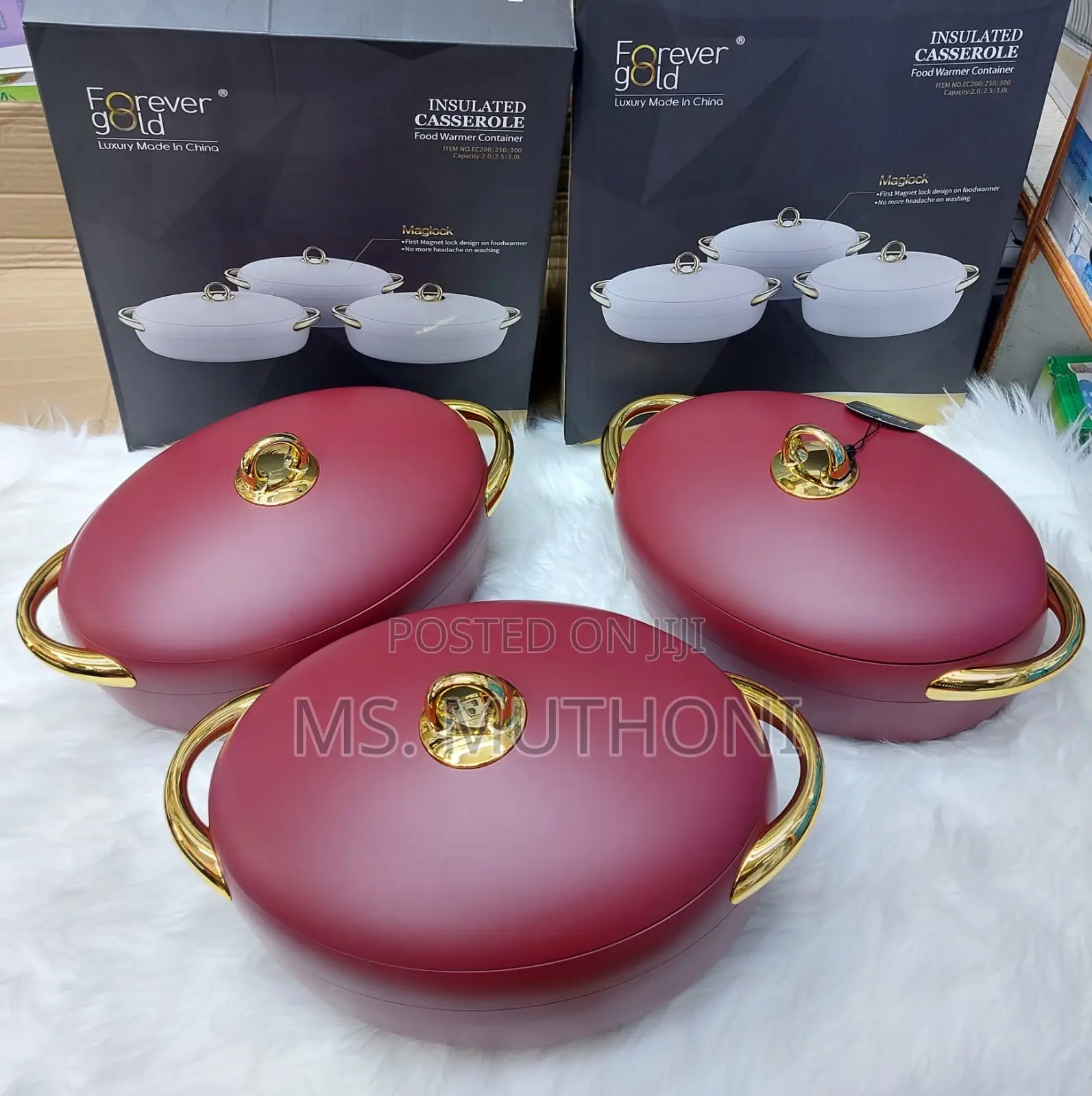 3pcs Insulated Forever Gold Casserole Hot Pots