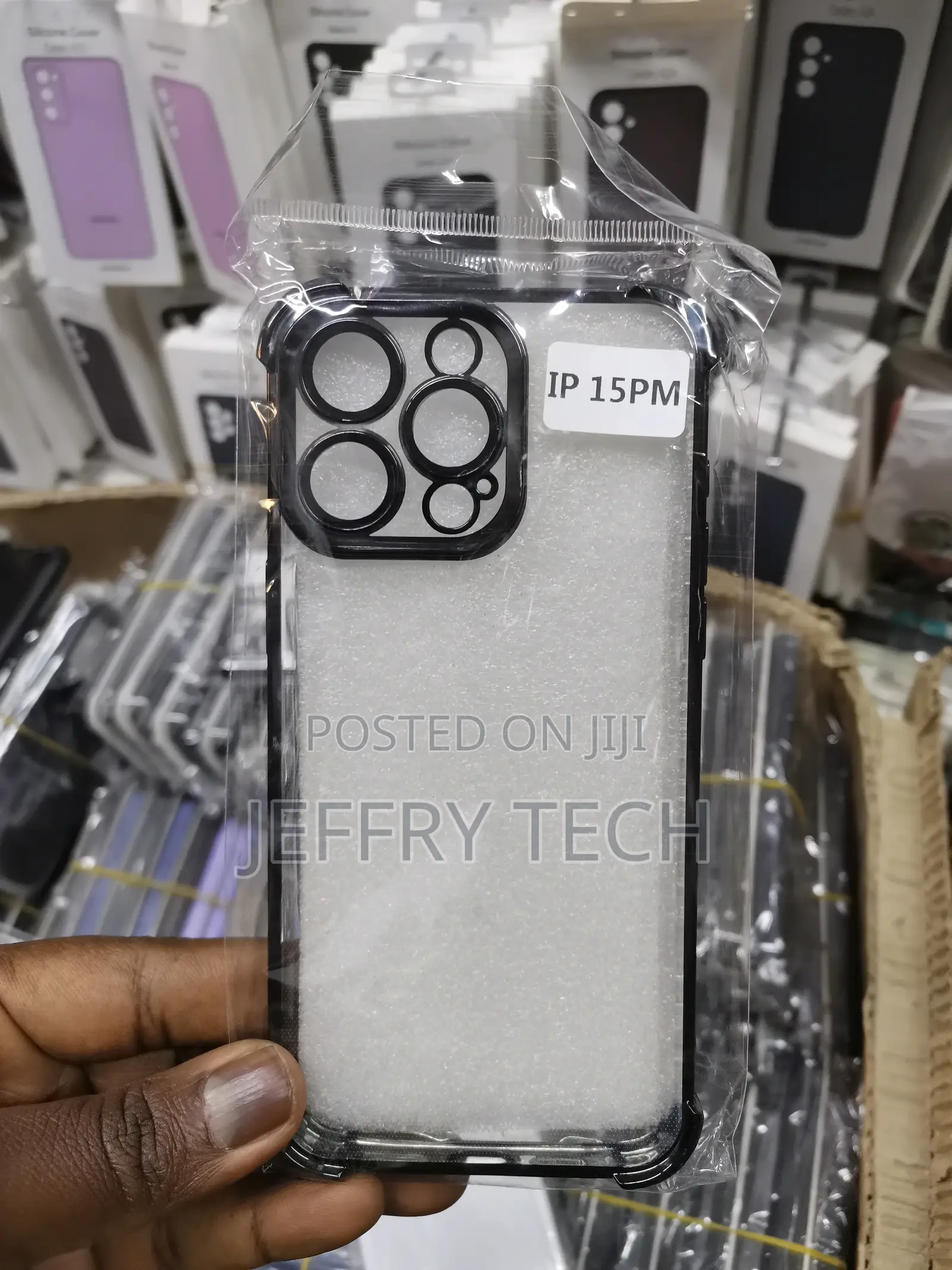 Transparent Silicone Case Cover for iPhone 15 Pro Max-Black