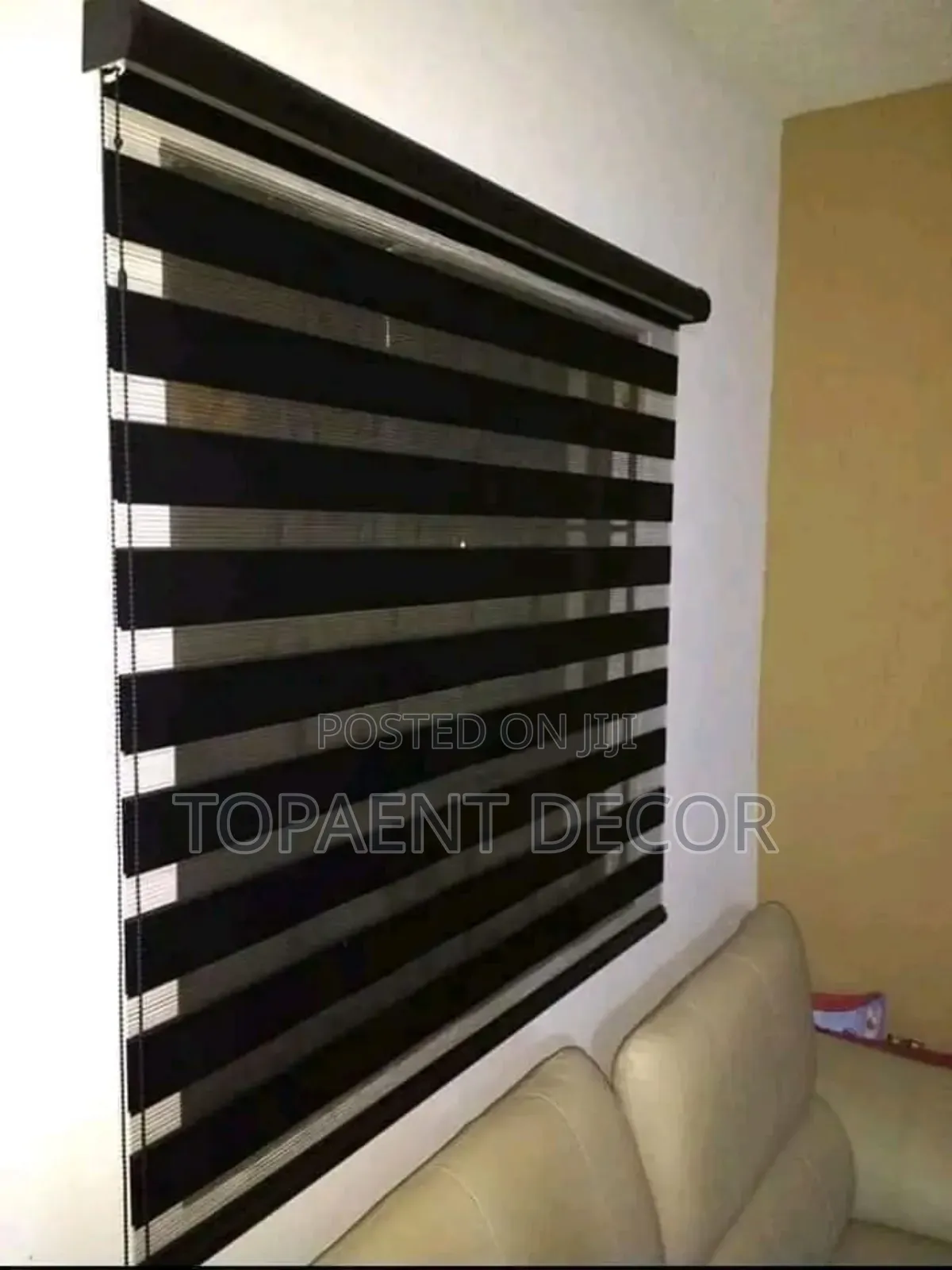 Black and Grey Horizontal Window Blinds