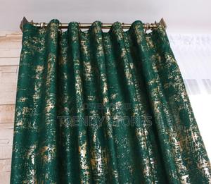 3 PC Green With Golden Patches Curtain - thumbnail 2