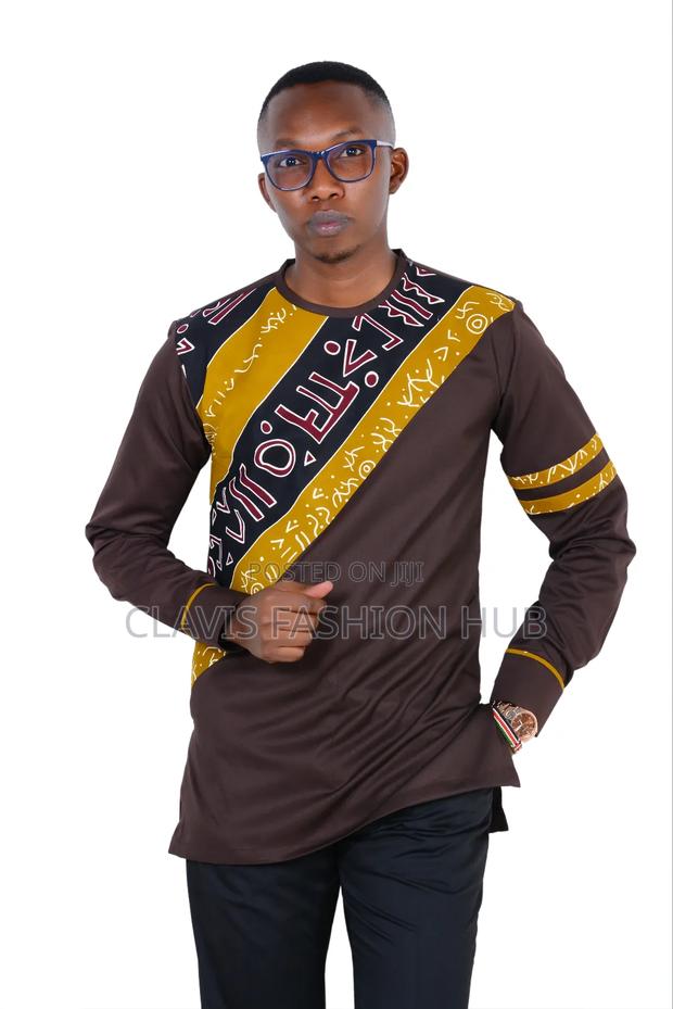 Brown African Shirts for Men - main view