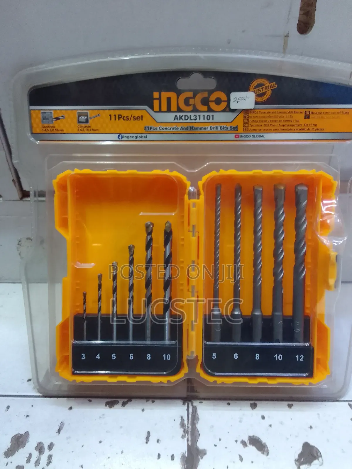 Ingco AKDL31101 Concrete and Hammer Drill Bits Set 11pcs
