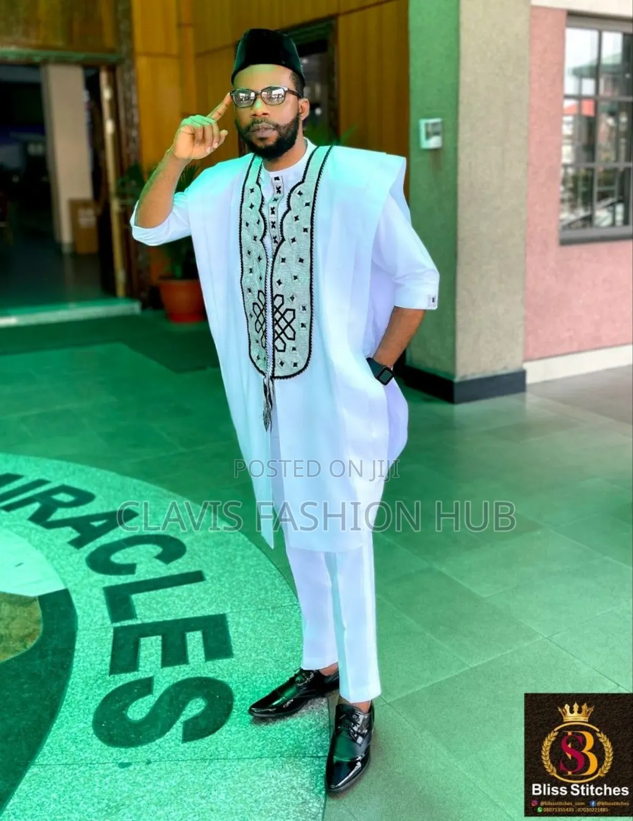 Nigerian Agbada Set(Cap, Shirt, Trouser, Cover Up)