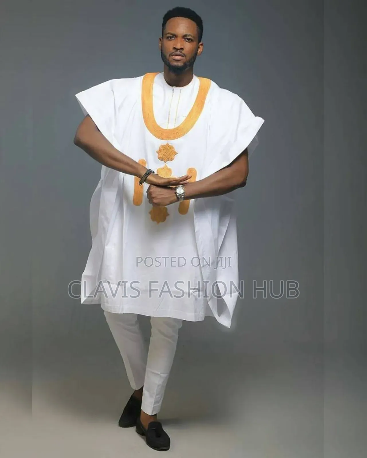 Nigerian Agbada Set(Cap, Shirt, Trouser, Cover Up)