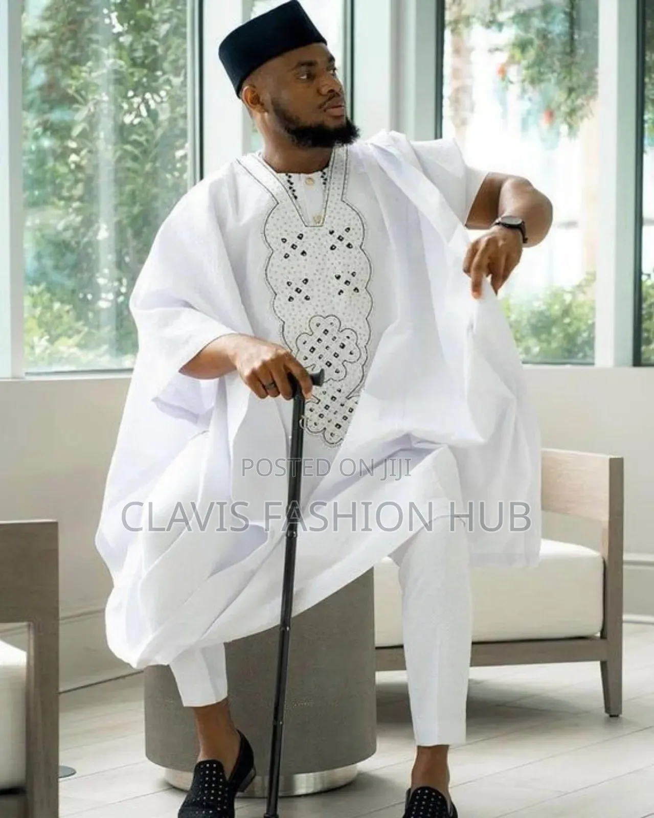 Nigerian Agbada Set(Cap, Shirt, Trouser, Cover Up)
