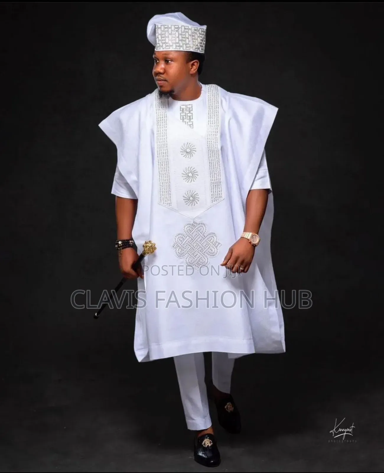 Nigerian Agbada Set(Cap, Shirt, Trouser, Cover Up)