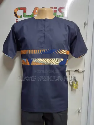 Navy Blue Short Sleeve Men Shirts