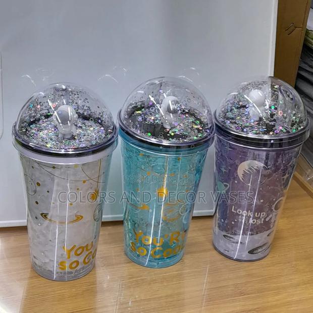 Reusable Cup Astronaut Double Layer Design With Glitters - main view